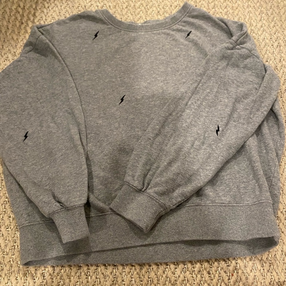 Grey Lightning Bolt Crewneck